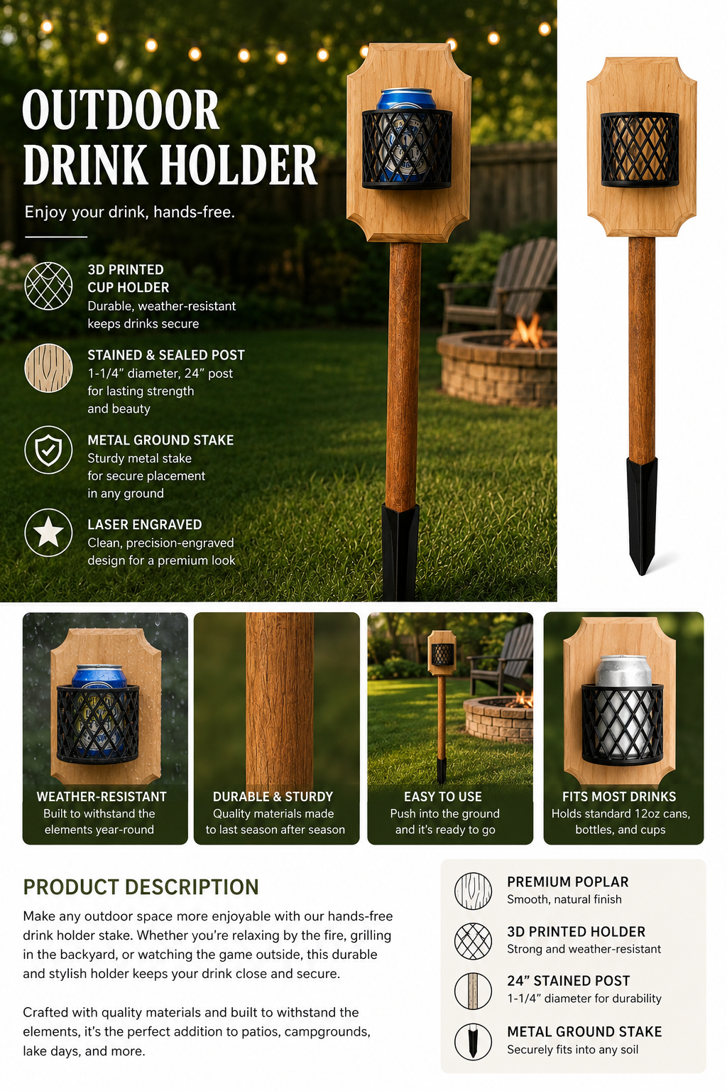 Outdoor Drink Holder Stake